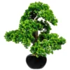 Künstliche Bonsai-Lärche, 11 Zweige, Grün, Ca. 60 Cm, Schwarzer Keramiktopf 20 X 12 Cm