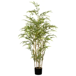 Bambus, 7 Naturstämme, Ca. 1.100 Kunststoffblätter, Höhe Ca. 130 Cm