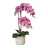 Künstliche Orchidee, Phalaenopsis, 2 Rispen, Pinkcreme, Ca. 60 Cm, 13 X 11 Cm Zementtopf In Grau