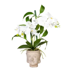 Kunstpflanze Orchideen & Bambus-Arrangement, Weiß, Topf-Ø 13 Cm, Höhe Ca. 60 Cm