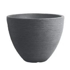 Pflanzgefäß "Lara" Grau, Rillenoptik, Ø 40 Cm, Höhe 31 Cm, Füllvol. 26 L