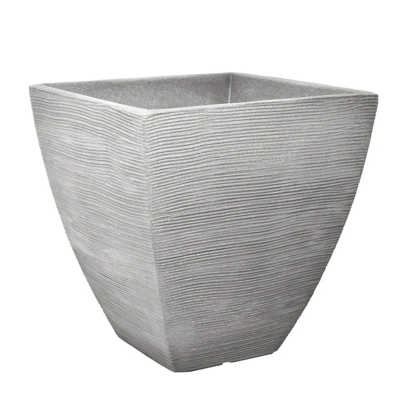 Pflanzgefäß "Luis" Grau, In Rillenoptik, 40x40x42 Cm, Füllvol. 40 L 1 Pflanzgefäß "Luis" Grau, In Rillenoptik, 40x40x42 Cm, Füllvol. 40 L