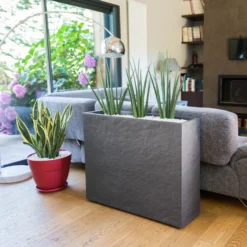 Pflanzkasten 'Volcania Crunch High', Anthrazit, Kunststoff -Angebote Gruen Trieb Store 3230101089 Pflanzkasten Volcania Crunch High anthrazit L99xB29xH78cm 63l2 75442